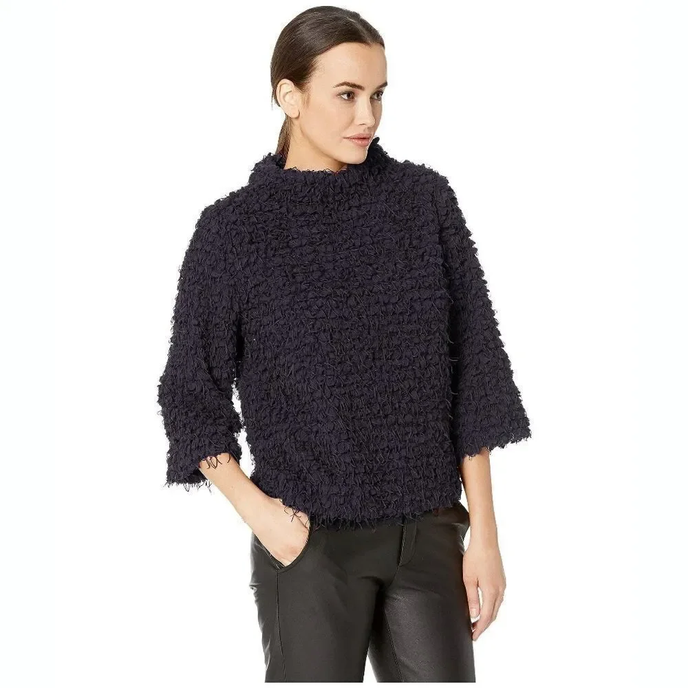 New! VINCE CAMUTO Women's Eyelash Knit Popcorn Sweater Top Size XS Gilded Plum